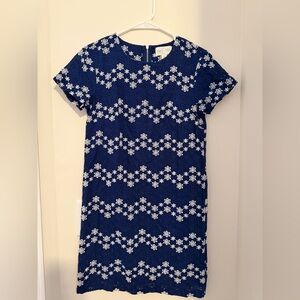 Jun & Ivy Navy Blue Eyelet Embroidered Shift Dress XS